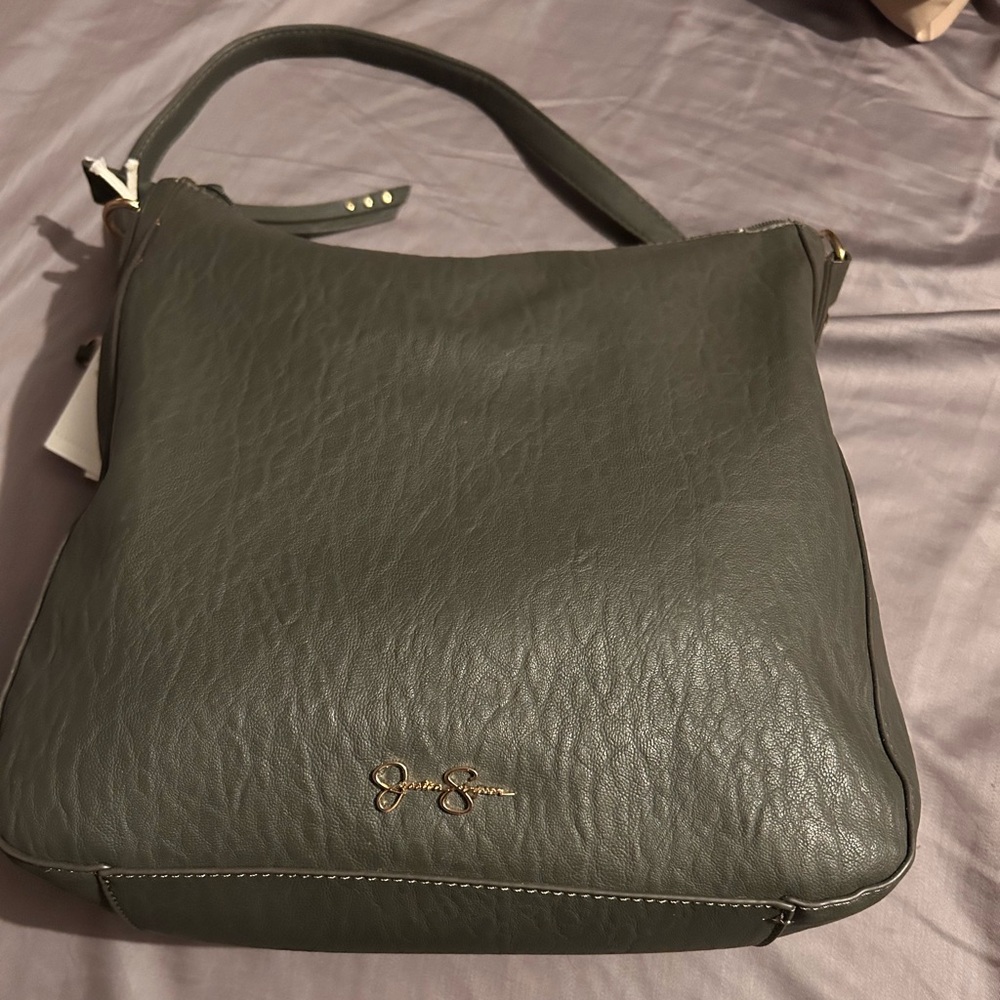 Jessica Simpson charcoal gray shoulder purse. Brand new, never used.